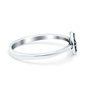 Moon & Star Oxidized Band Solid 925 Sterling Silver Thumb Ring (6mm)